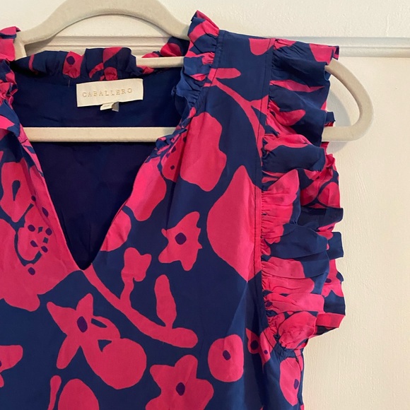 Caballero Pink Blue Shana Floral High Low Dress Eco Friendly Sustainable Size XS - Picture 7 of 9